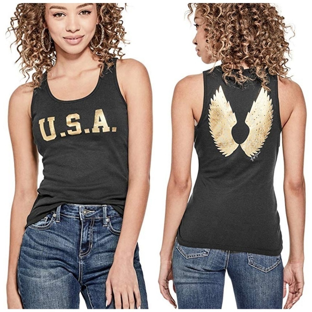 NEW G by GUESS Connie Graphic Wing Tank SZ S